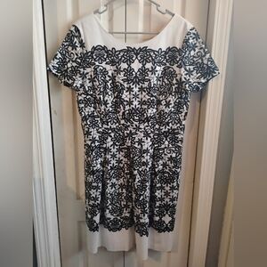 Chic Black and White Floral Midi Dress